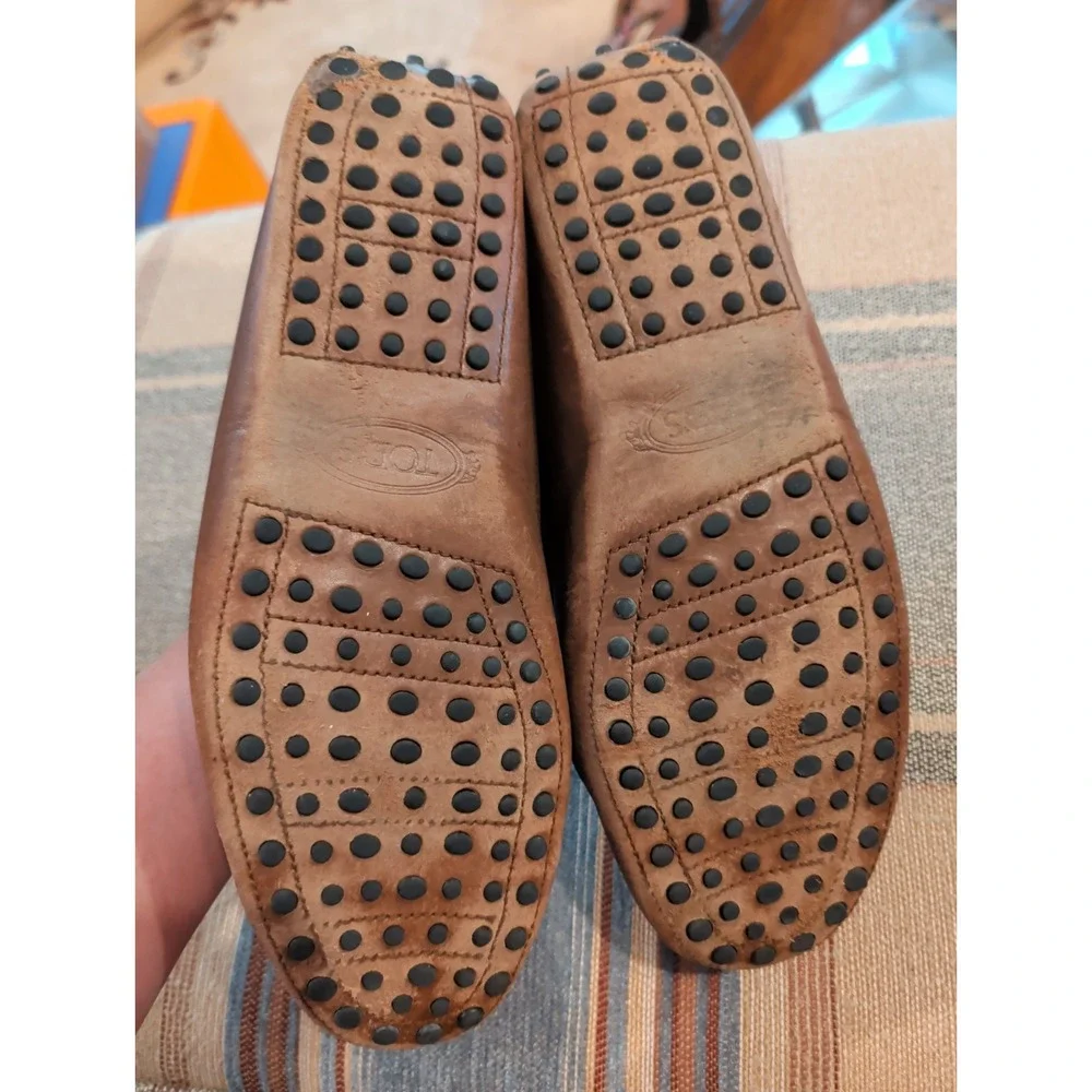 Men's Tod's Brown Leather Moccasin Loafers Driving Shoes Size 8.5